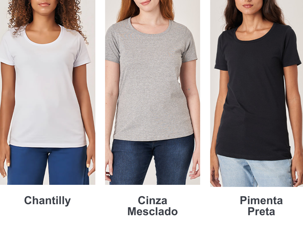 TABELA DE CORES CAMISETA FEMININA COMFORT PERSONALIZADA UNIFORME 01